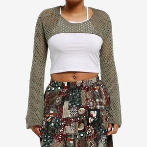 Thorn & Fable Sage Green Knit Shrug Sweater Women’s Size Small Fairycore Boho